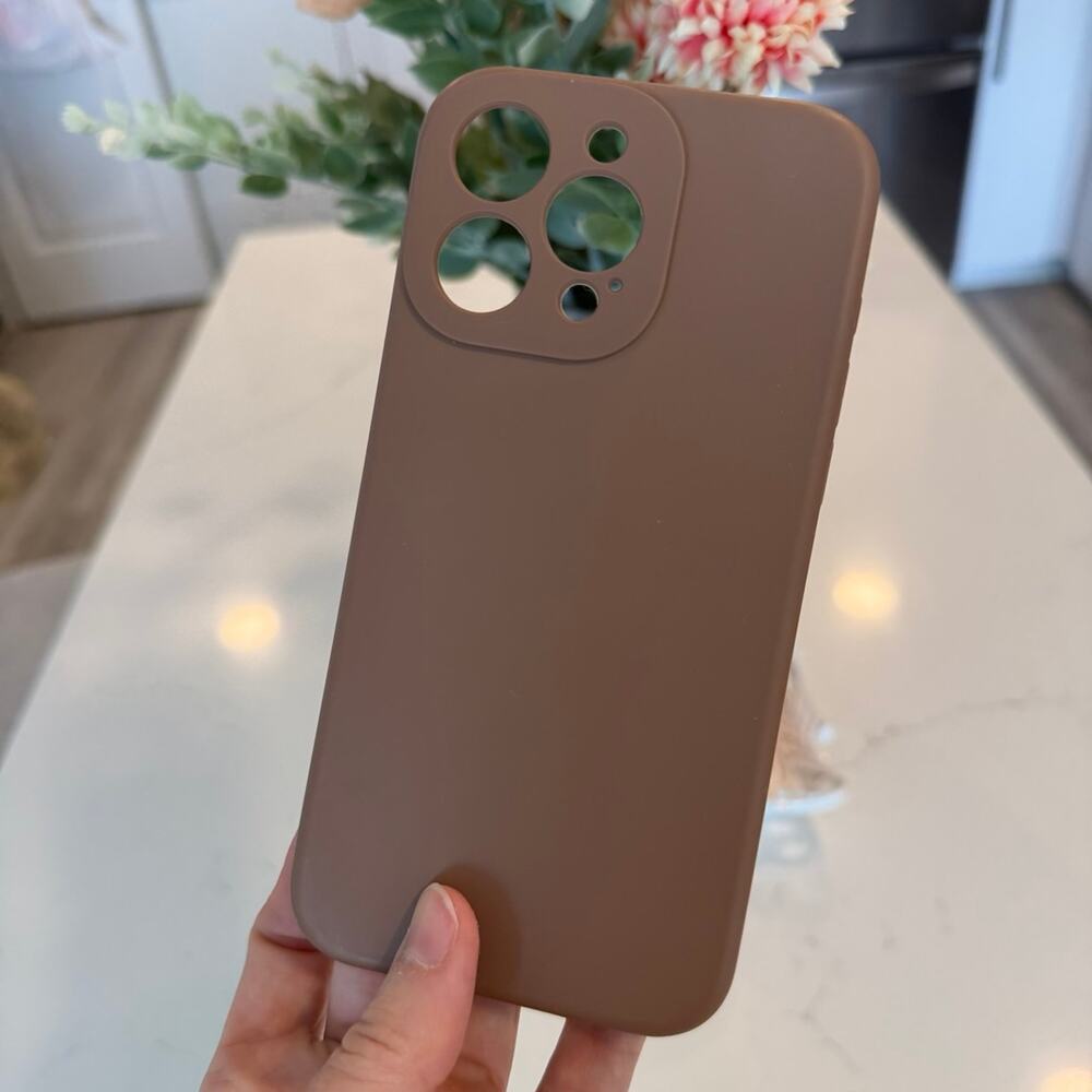 FireNova Silicone iPhone 15 Pro Max Case Light Brown w/ 2 Screen Protectors